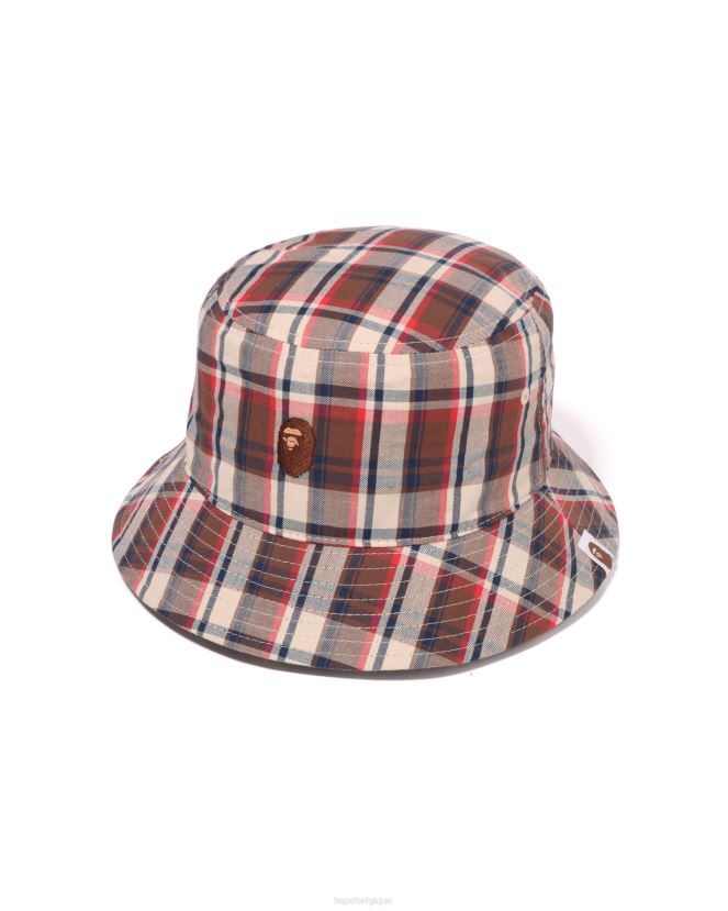 bob à carreaux A Bathing Ape Hommes ZHX6N4599 rouge vif