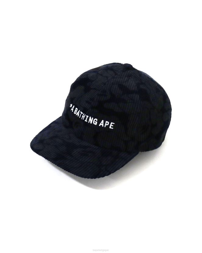 casquette à empiècement en velours côtelé camouflage uni A Bathing Ape Hommes ZHX6N4643 bleu marine