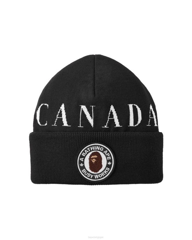 casquette en tricot x canada goose x concepts A Bathing Ape Hommes ZHX6N4617 noir
