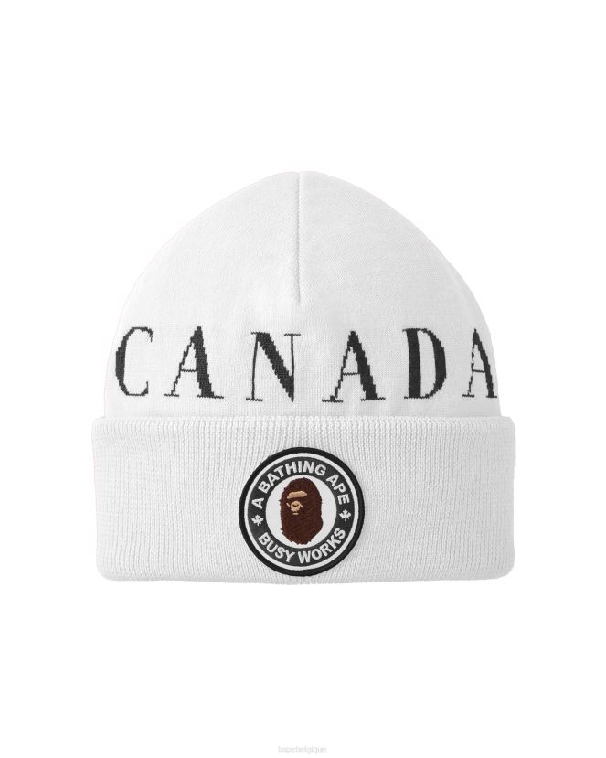 casquette en tricot x canada goose x concepts A Bathing Ape Hommes ZHX6N4620 blanc