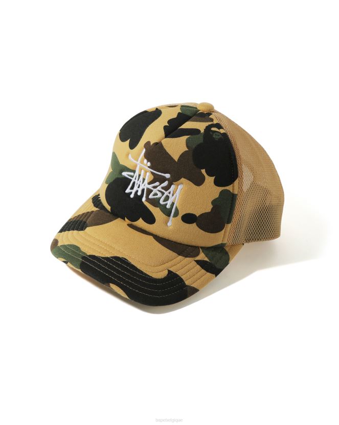 casquette trucker x stussy A Bathing Ape Hommes ZHX6N4585 jaune