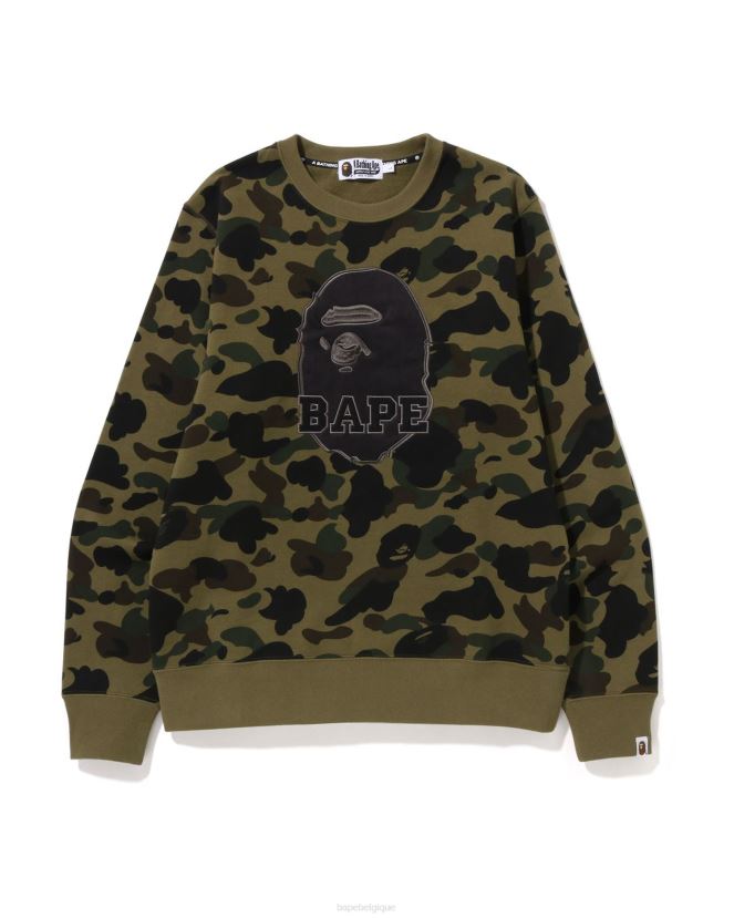 1er ras du cou camouflage A Bathing Ape Hommes ZHX6N4366 armée verte