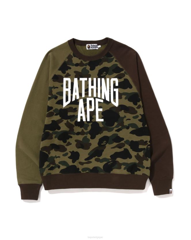 1st camo crazy coupe décontractée ras du cou A Bathing Ape Hommes ZHX6N4286 armée verte