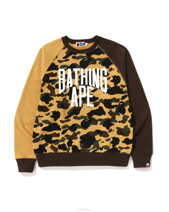 1st camo crazy coupe décontractée ras du cou A Bathing Ape Hommes ZHX6N4287 jaune