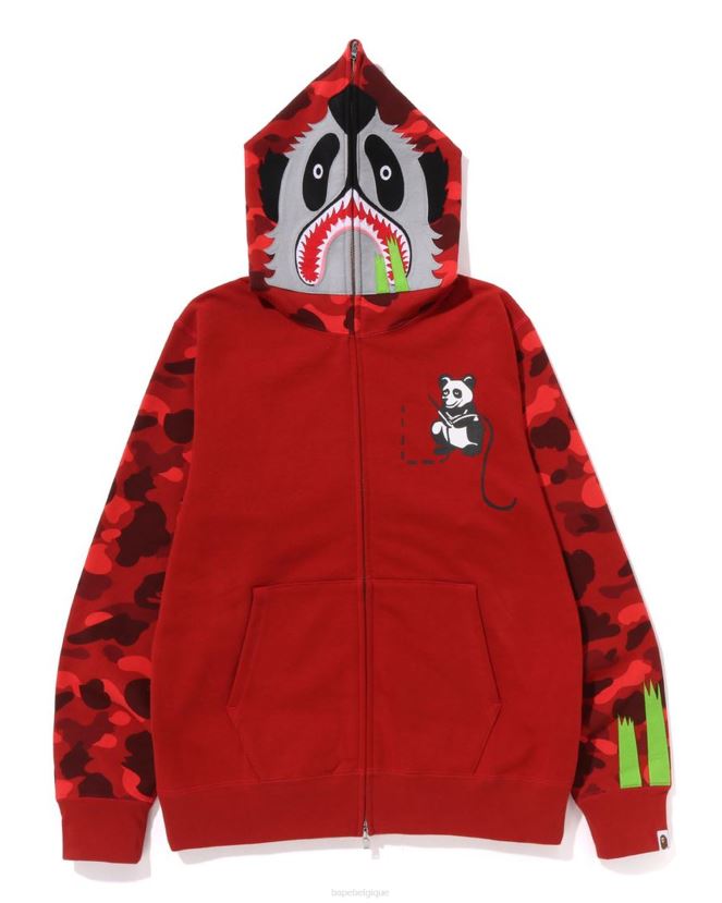 sweat à capuche zippé color camo panda A Bathing Ape Hommes ZHX6N4188 rouge vif