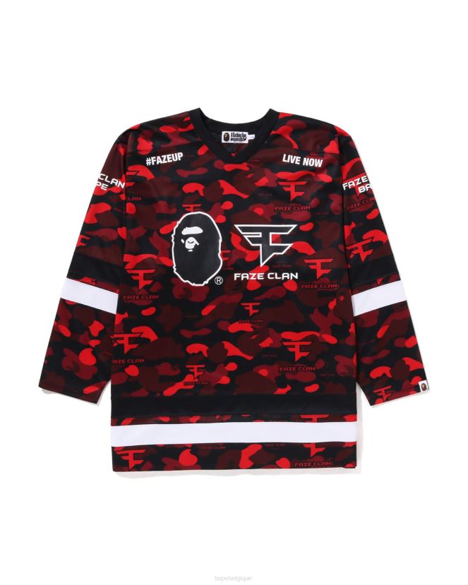 t-shirt de hockey bape x faze clanHommes ZHX6N4262 rouge vif