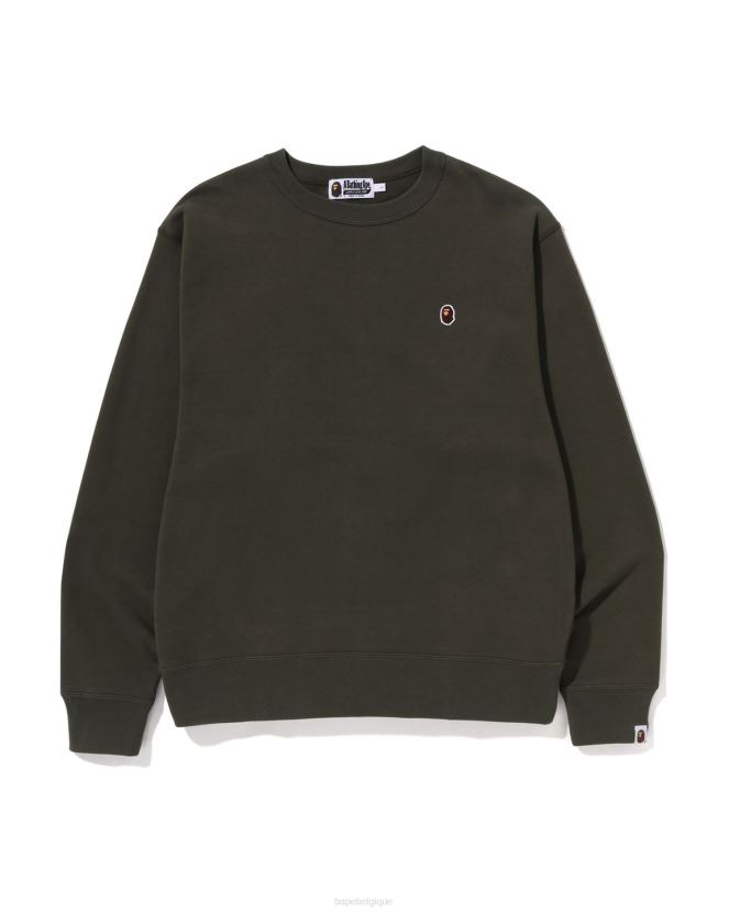 tête un point coupe décontractée col ras du cou A Bathing Ape Hommes ZHX6N4307 armée verte