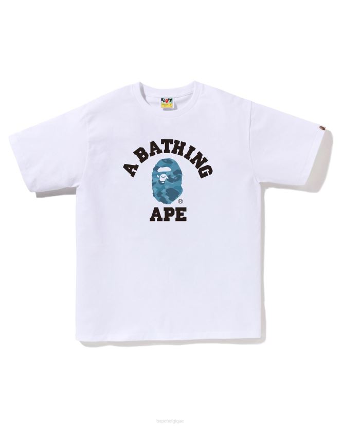 t-shirt camouflage en nid d'abeille A Bathing Ape Hommes ZHX6N483 blanc