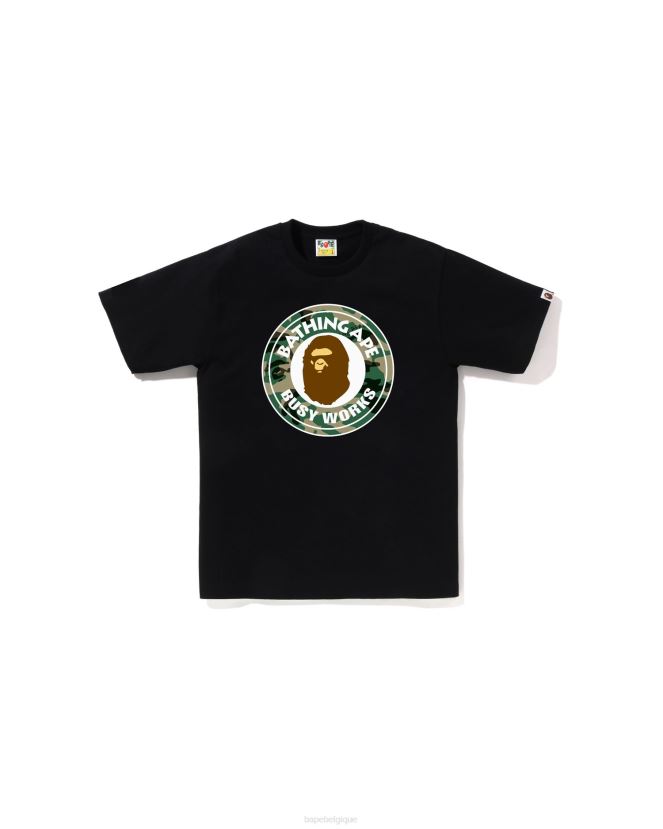t-shirt collège boisé et camouflage A Bathing Ape Hommes ZHX6N4193 noir