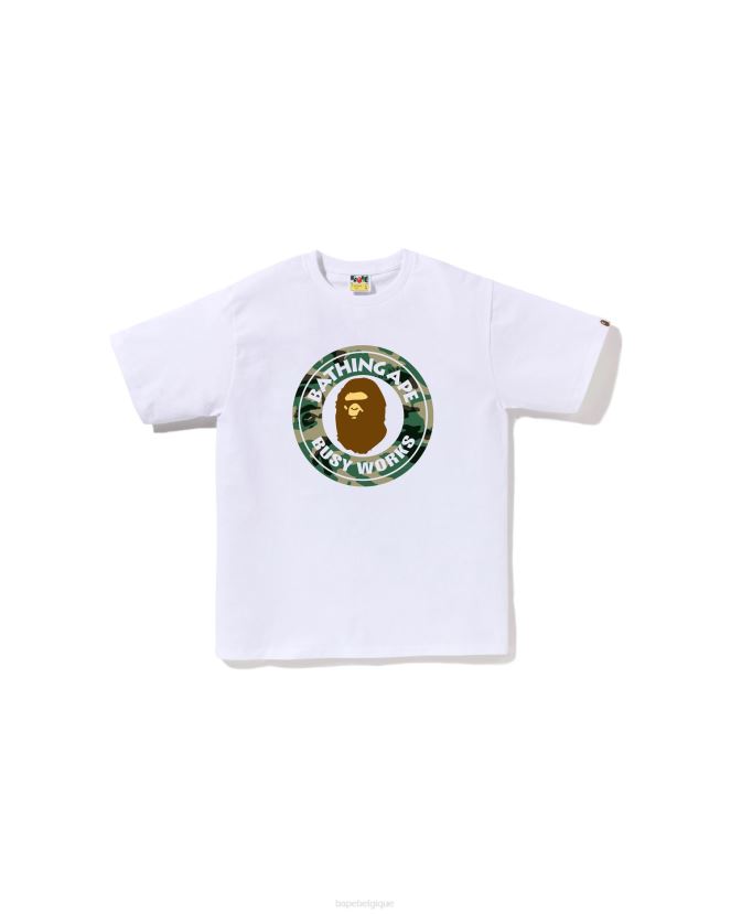 t-shirt collège boisé et camouflage A Bathing Ape Hommes ZHX6N4194 blanc