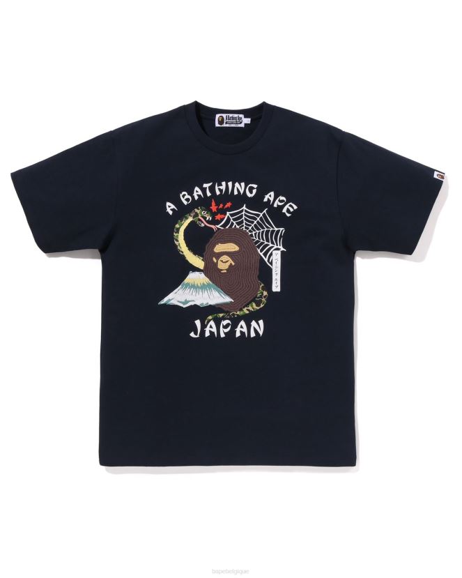 t-shirt culture japonaise A Bathing Ape Hommes ZHX6N4114 bleu marine