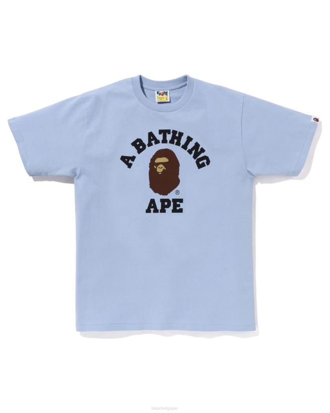 t-shirt d'université de pigment A Bathing Ape Hommes ZHX6N4149 bleu ciel