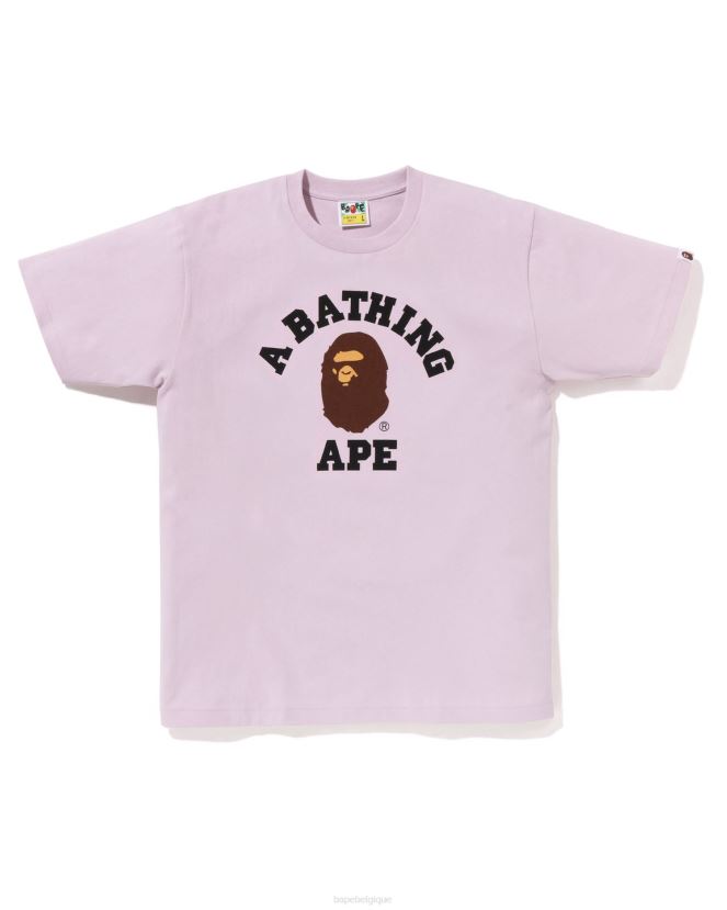 t-shirt d'université de pigment A Bathing Ape Hommes ZHX6N4151 lilas