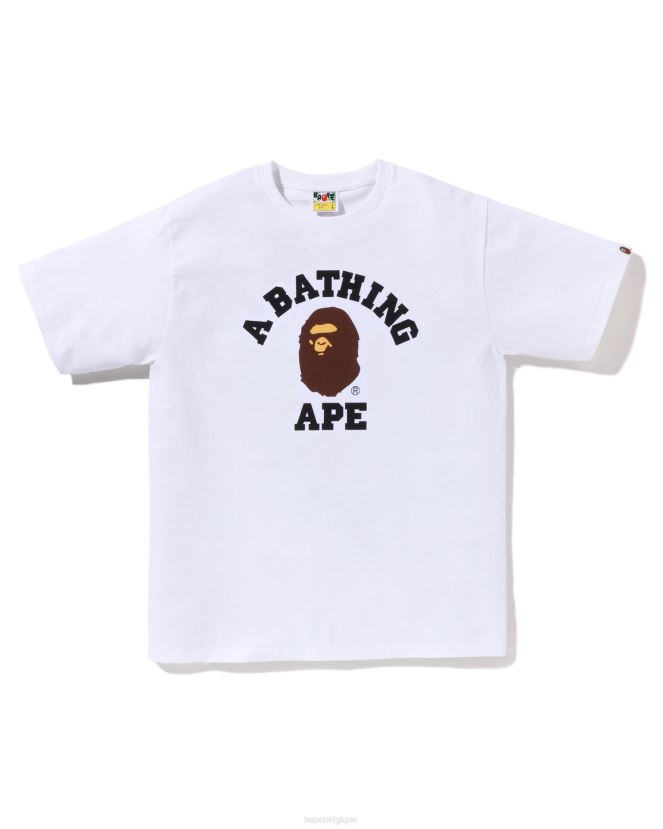t-shirt d'université de pigment A Bathing Ape Hommes ZHX6N4152 blanc