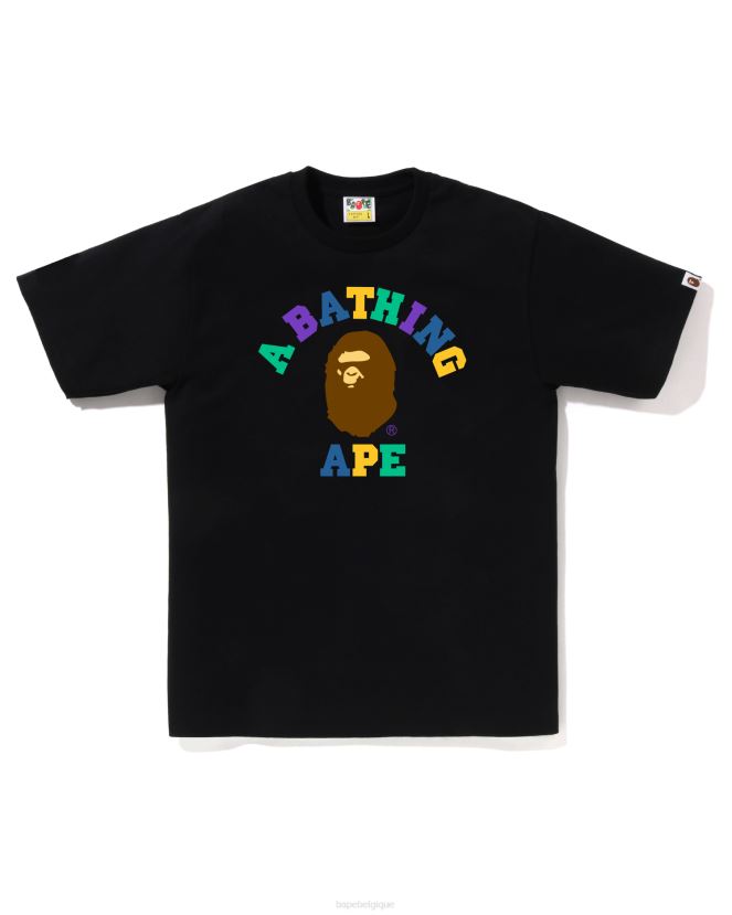 t-shirt de collège de couleurs A Bathing Ape Hommes ZHX6N415 noir
