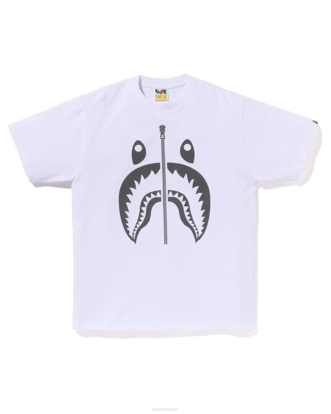 t-shirt requin pigmenté A Bathing Ape Hommes ZHX6N4283 blanc