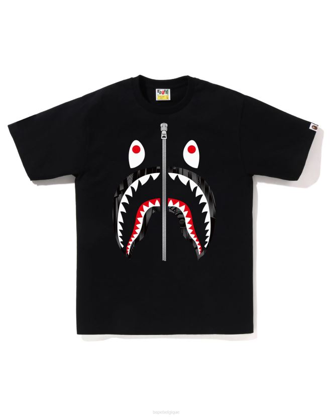t-shirt requin speed racer A Bathing Ape Hommes ZHX6N4275 noir