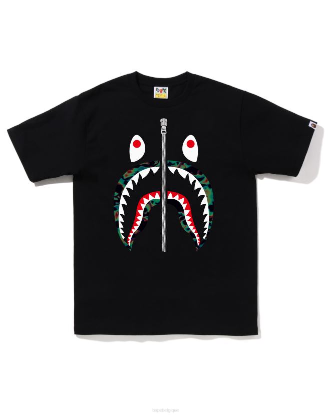 t-shirt requin thermographie A Bathing Ape Hommes ZHX6N4345 noir