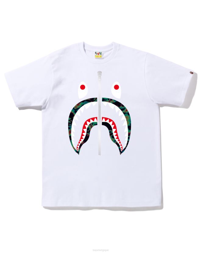t-shirt requin thermographie A Bathing Ape Hommes ZHX6N4346 blanc