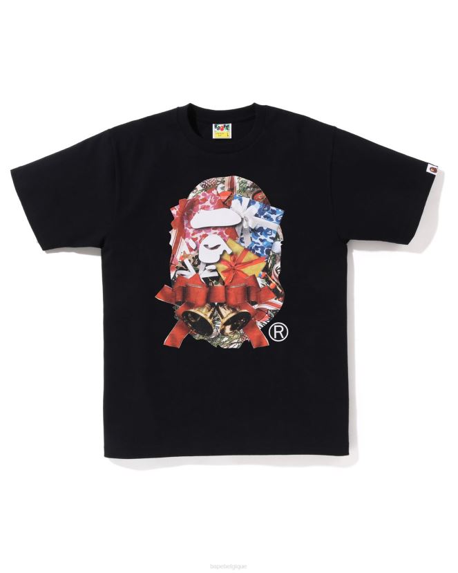 t-shirt tête de noël A Bathing Ape Hommes ZHX6N4147 noir