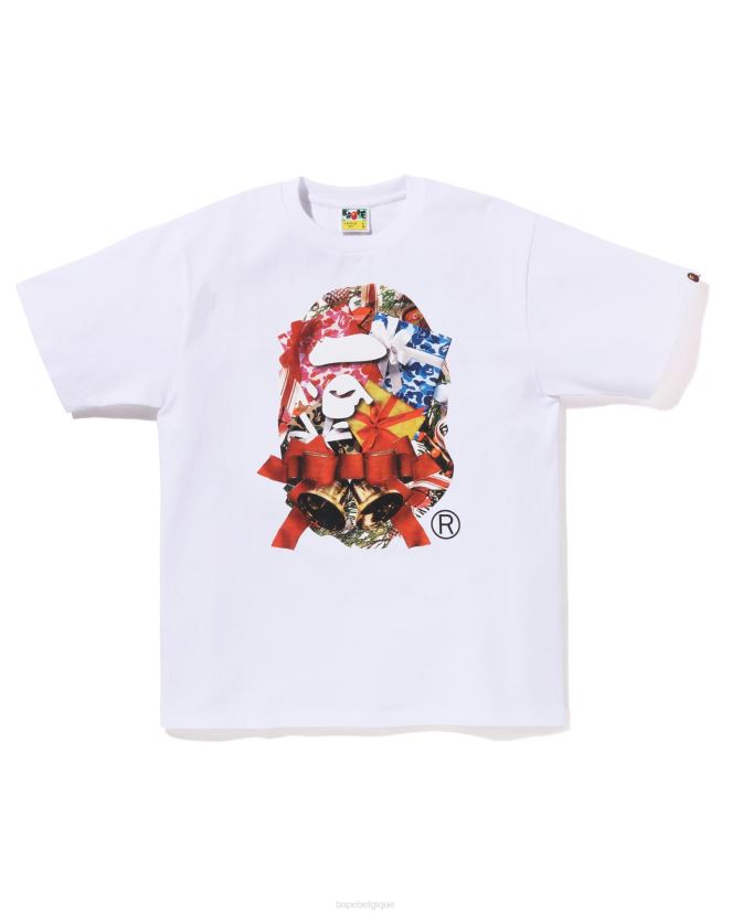 t-shirt tête de noël A Bathing Ape Hommes ZHX6N4148 blanc