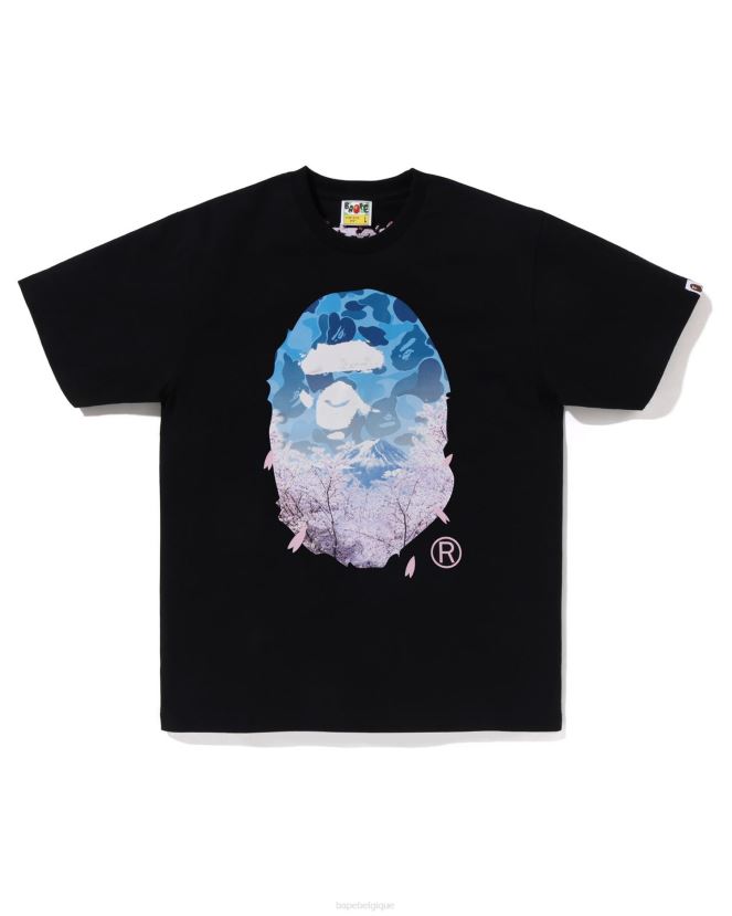 t-shirt tête de photo sakura A Bathing Ape Hommes ZHX6N4206 noir