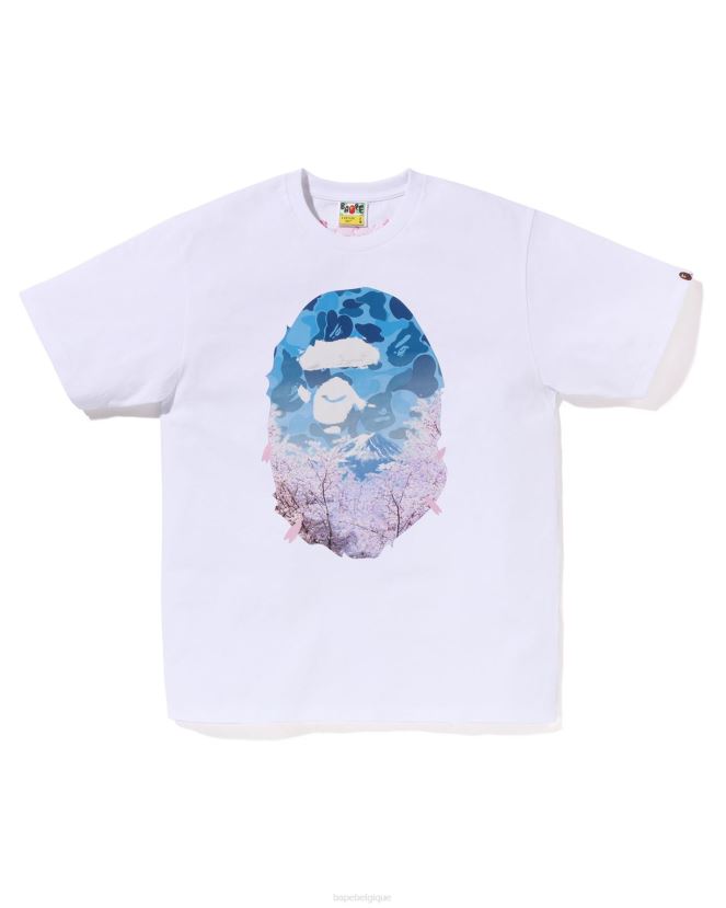 t-shirt tête de photo sakura A Bathing Ape Hommes ZHX6N4207 blanc