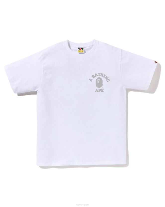tee-shirt camo college ats en nid d'abeille A Bathing Ape Hommes ZHX6N4265 blanc