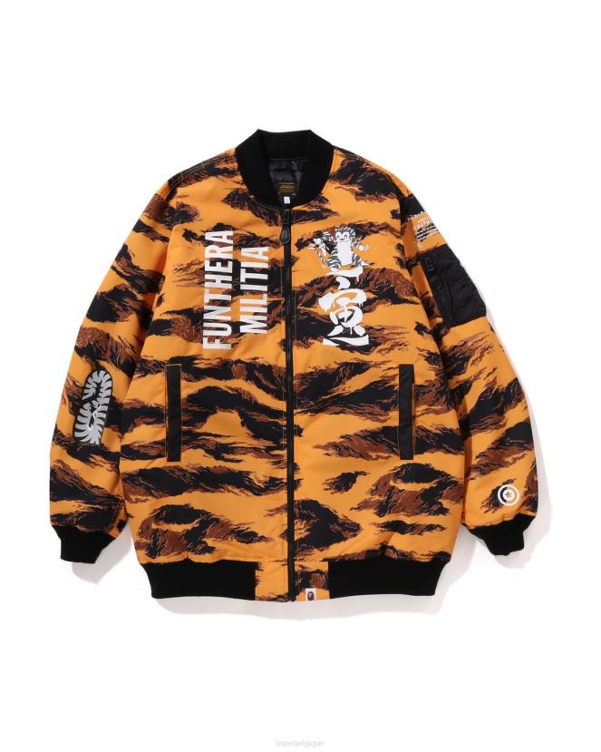 tigre camo longue ma-1 A Bathing Ape Hommes ZHX6N4327 orange