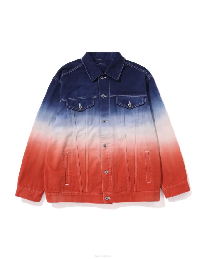 veste en jean coupe ample champion de graduation A Bathing Ape Hommes ZHX6N4129 cause