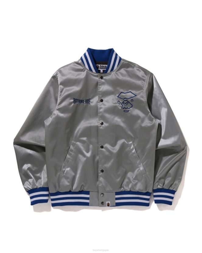 veste universitaire en nylon A Bathing Ape Hommes ZHX6N4182 argent