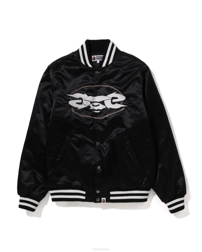 veste universitaire en nylon à coupe décontractée A Bathing Ape Hommes ZHX6N4349 noir