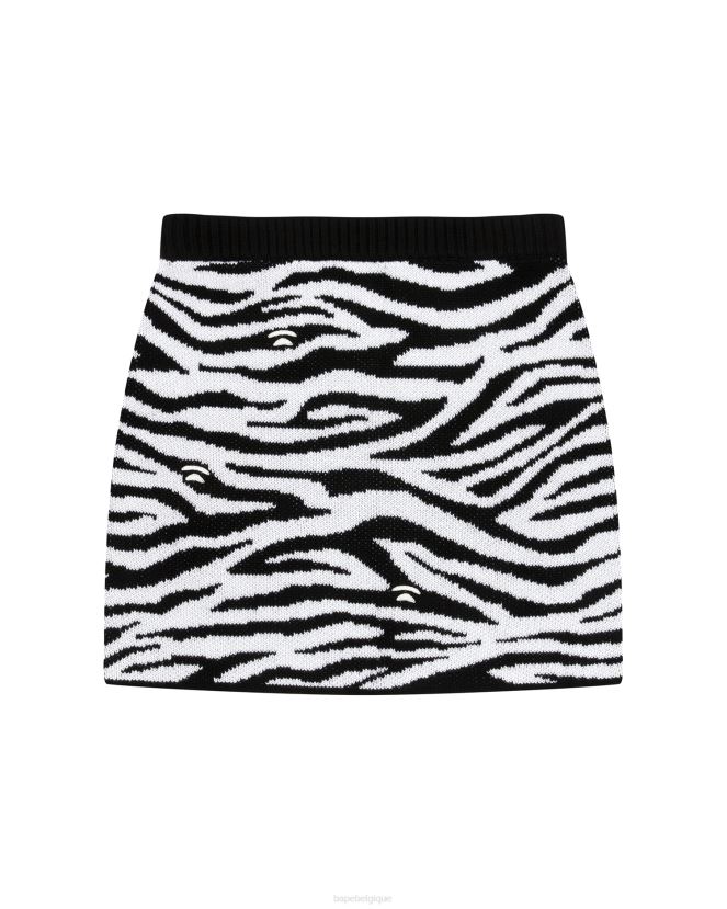 jupe en maille à motif zébré A Bathing Ape femmes ZHX6N41038 noir