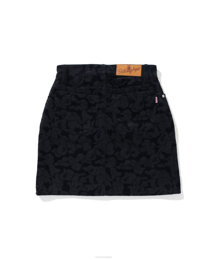 jupe en velours côtelé camo uni A Bathing Ape femmes ZHX6N41026 bleu marine