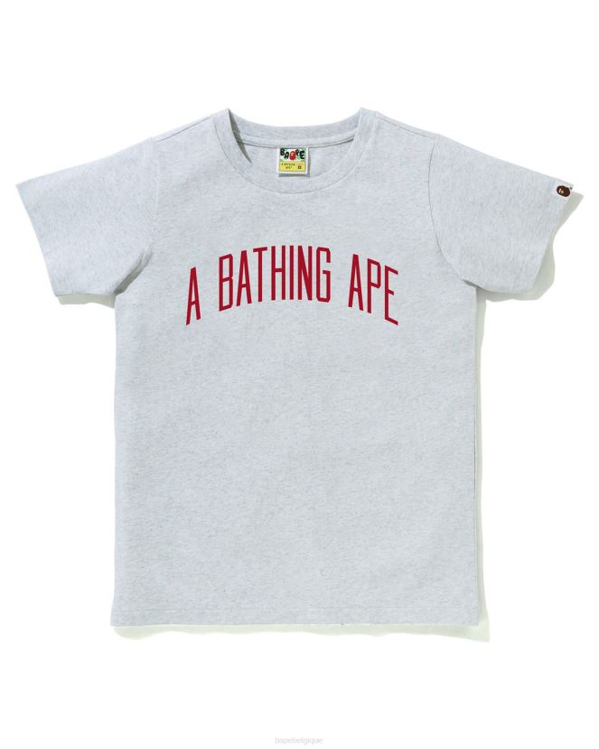 lettre tee A Bathing Ape femmes ZHX6N4890 gris