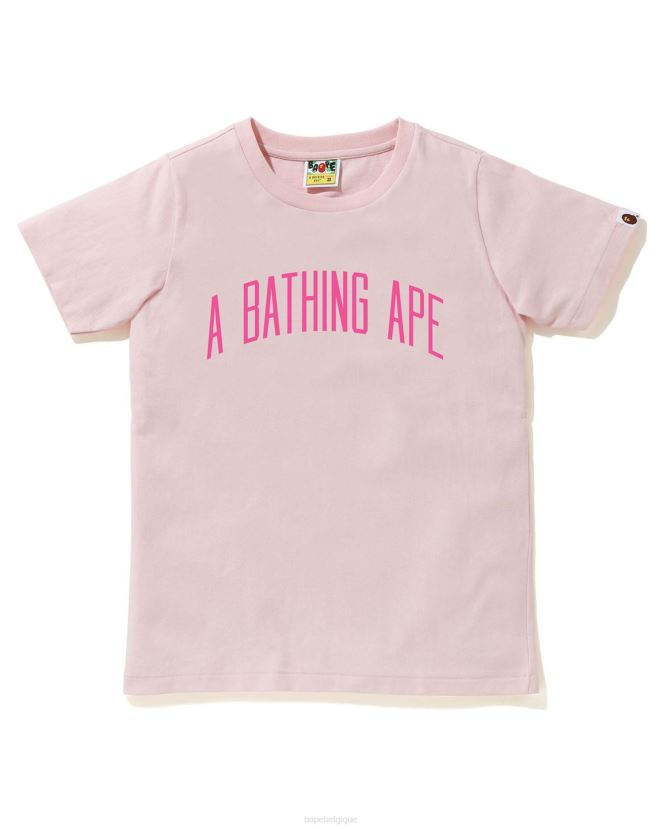 lettre tee A Bathing Ape femmes ZHX6N4891 rose