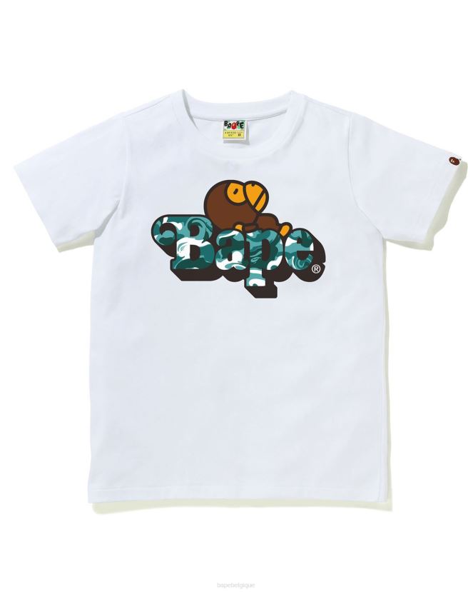 marbré camo milo sur tee A Bathing Ape enfants ZHX6N41712 blanc