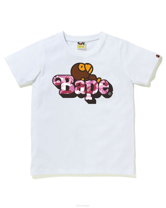 marbré camo milo sur tee A Bathing Ape enfants ZHX6N41713 blanc