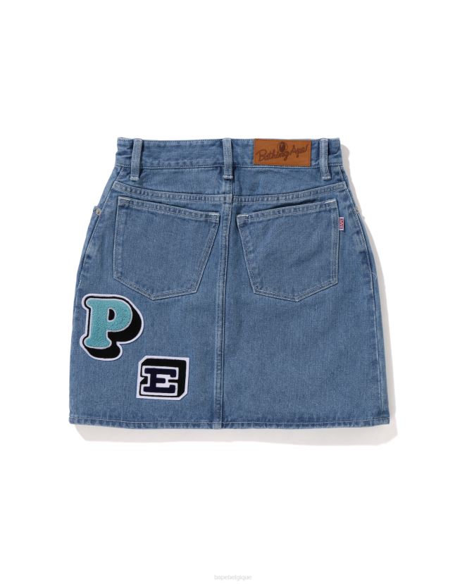minijupe en denim à plusieurs polices A Bathing Ape femmes ZHX6N41005 jean