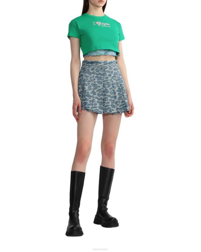 minijupe plissée à motif A Bathing Ape femmes ZHX6N4824 jean
