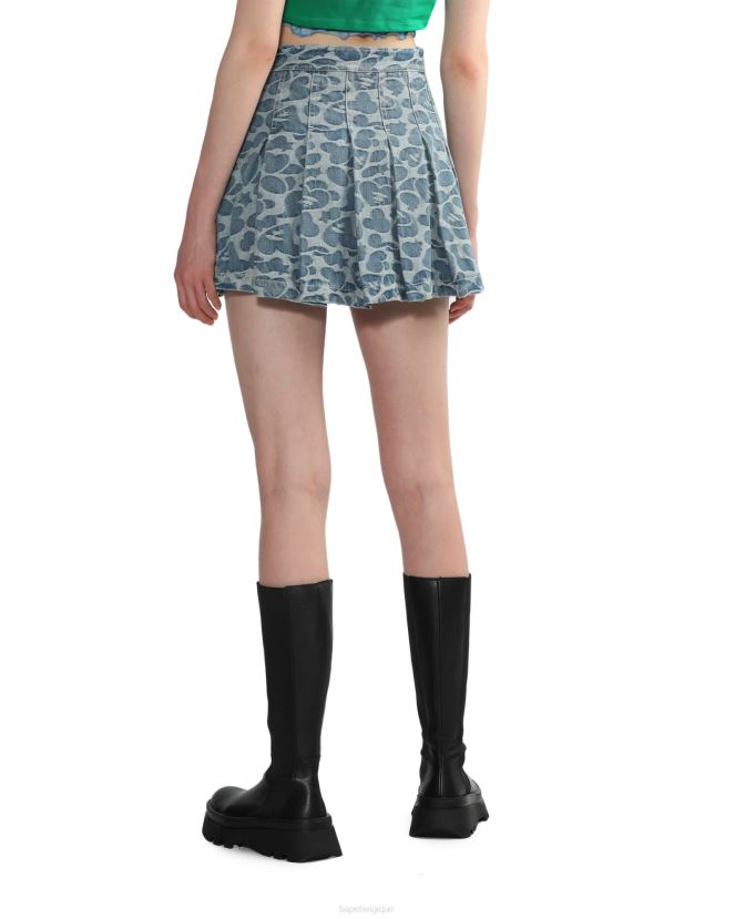 minijupe plissée à motif A Bathing Ape femmes ZHX6N4824 jean