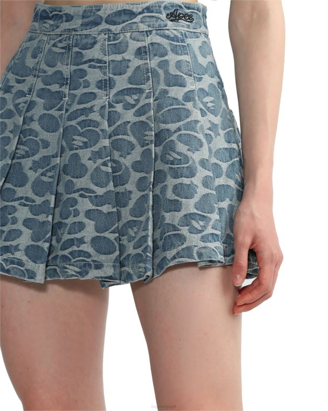 minijupe plissée à motif A Bathing Ape femmes ZHX6N4824 jean