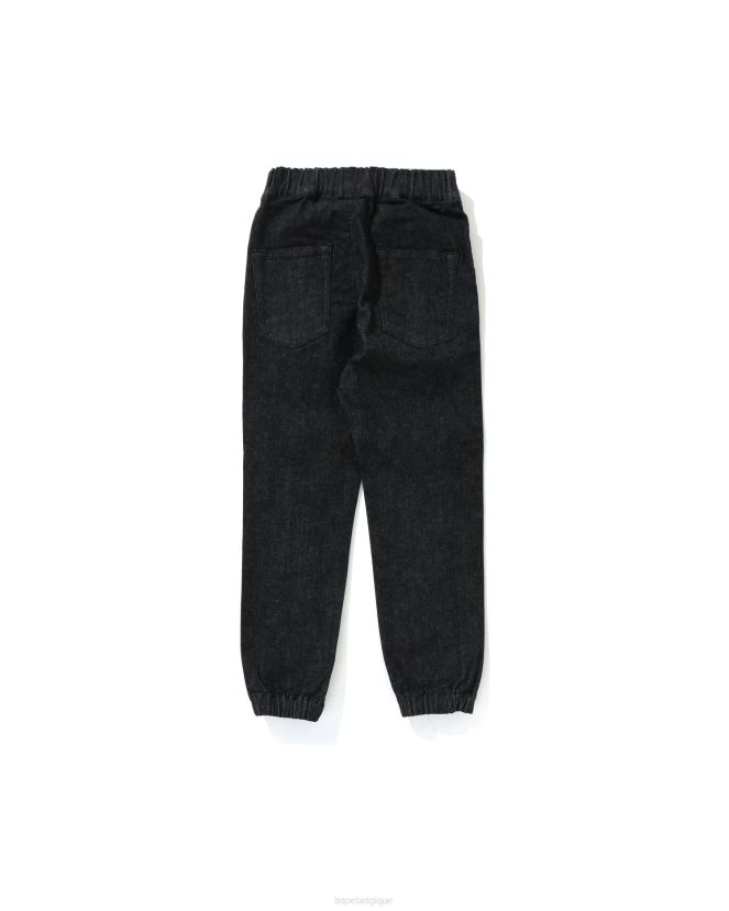 pantalon de jogging en denim de requin A Bathing Ape enfants ZHX6N41793 noir