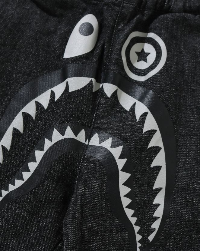 pantalon de jogging en denim de requin A Bathing Ape enfants ZHX6N41793 noir