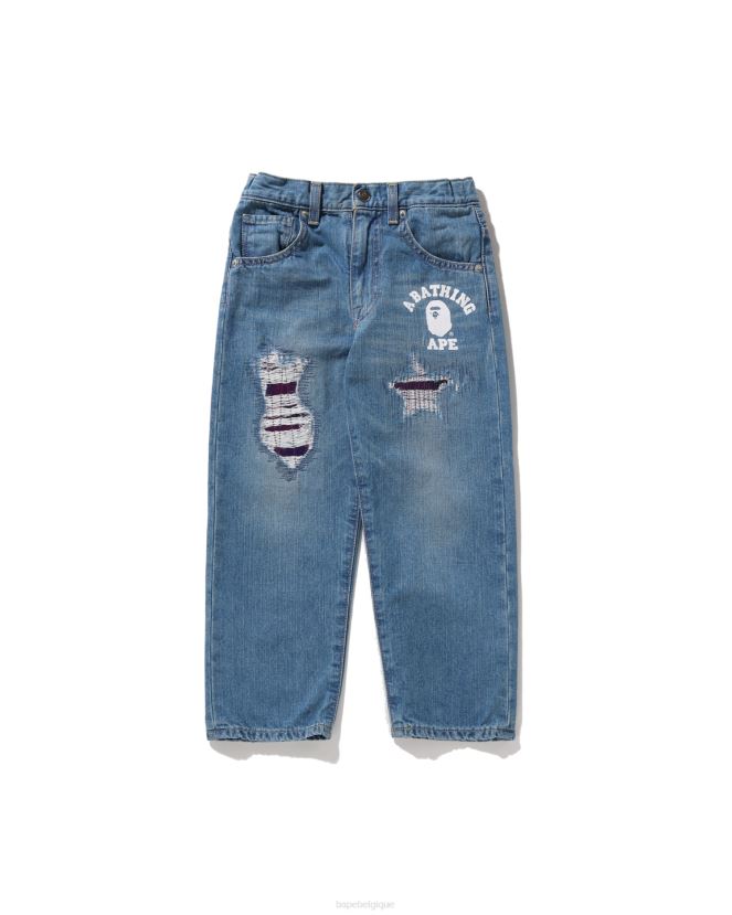 pantalon en denim endommagé à patchs camo couleur A Bathing Ape enfants ZHX6N41630 jean