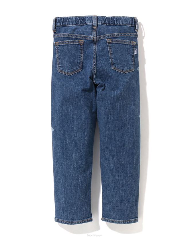 pantalon en denim sta aléatoire A Bathing Ape enfants ZHX6N41464 bleu marine