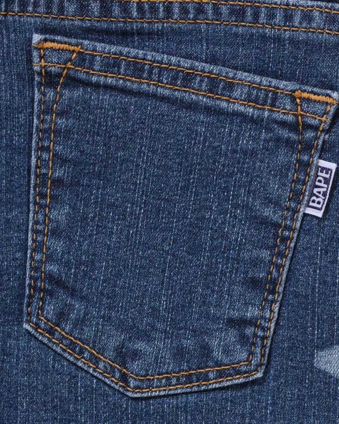 pantalon en denim sta aléatoire A Bathing Ape enfants ZHX6N41464 bleu marine