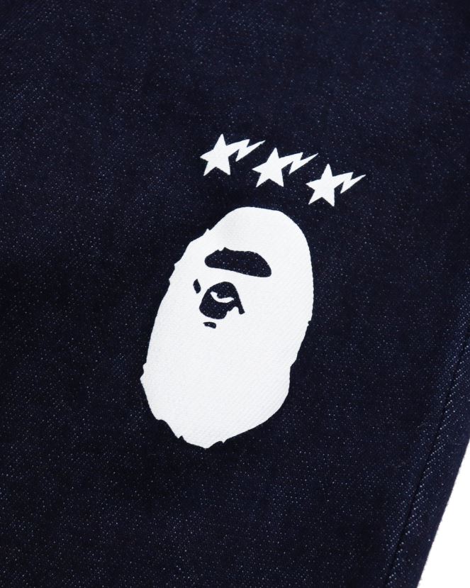 pantalon en denim à imprimés multiples A Bathing Ape enfants ZHX6N41761 bleu marine