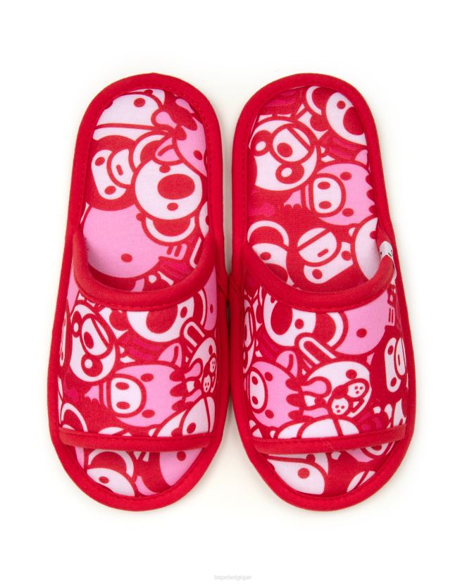 pantoufles bébé milo A Bathing Ape femmes ZHX6N41219 rose