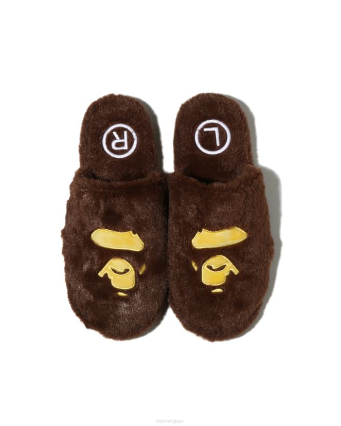 pantoufles de tête A Bathing Ape Hommes ZHX6N4711 brun